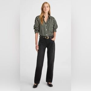 Madewell Denim The Dean Easy Straight Black Flare & Straight Leg Jeans Size 33